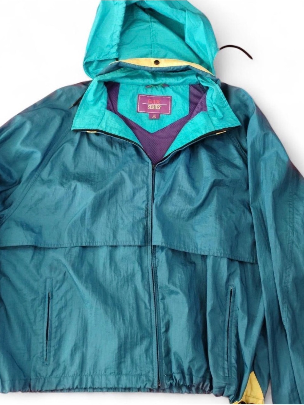 Guide Series Teal Windbreaker Jacket w/Removable Hood | Size 1X Big